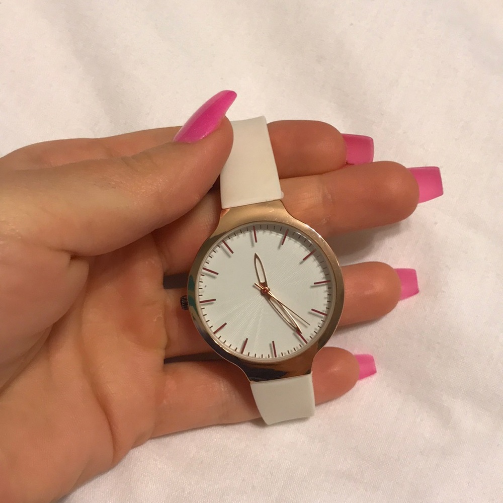 Women’s Rose Gold Rubber Wrist Watch